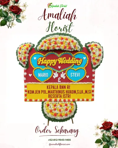 Karangan Papan Bunga Pernikahan di Sokasari